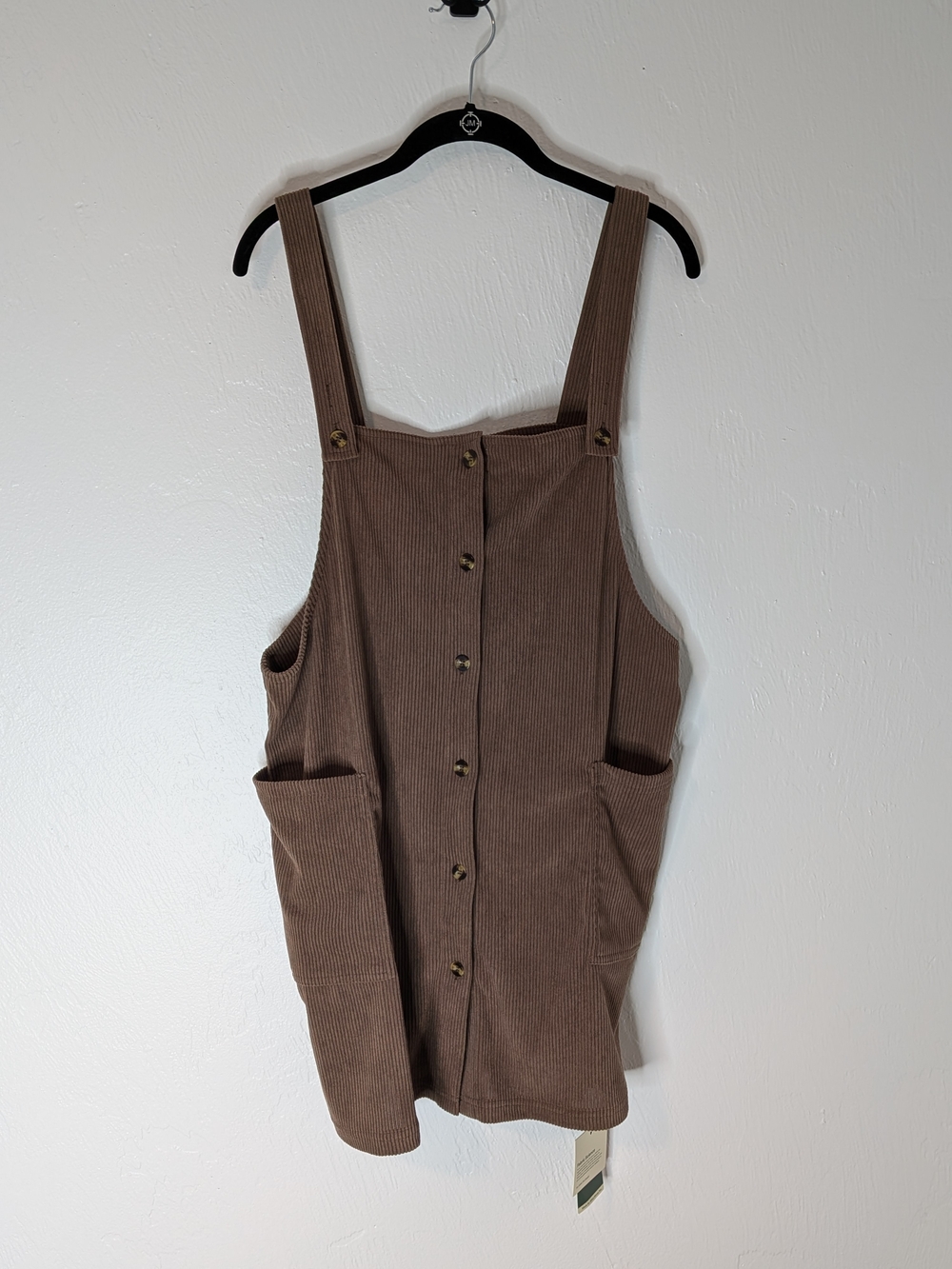 HALARA Brown Corduroy Button-Front Pinafore